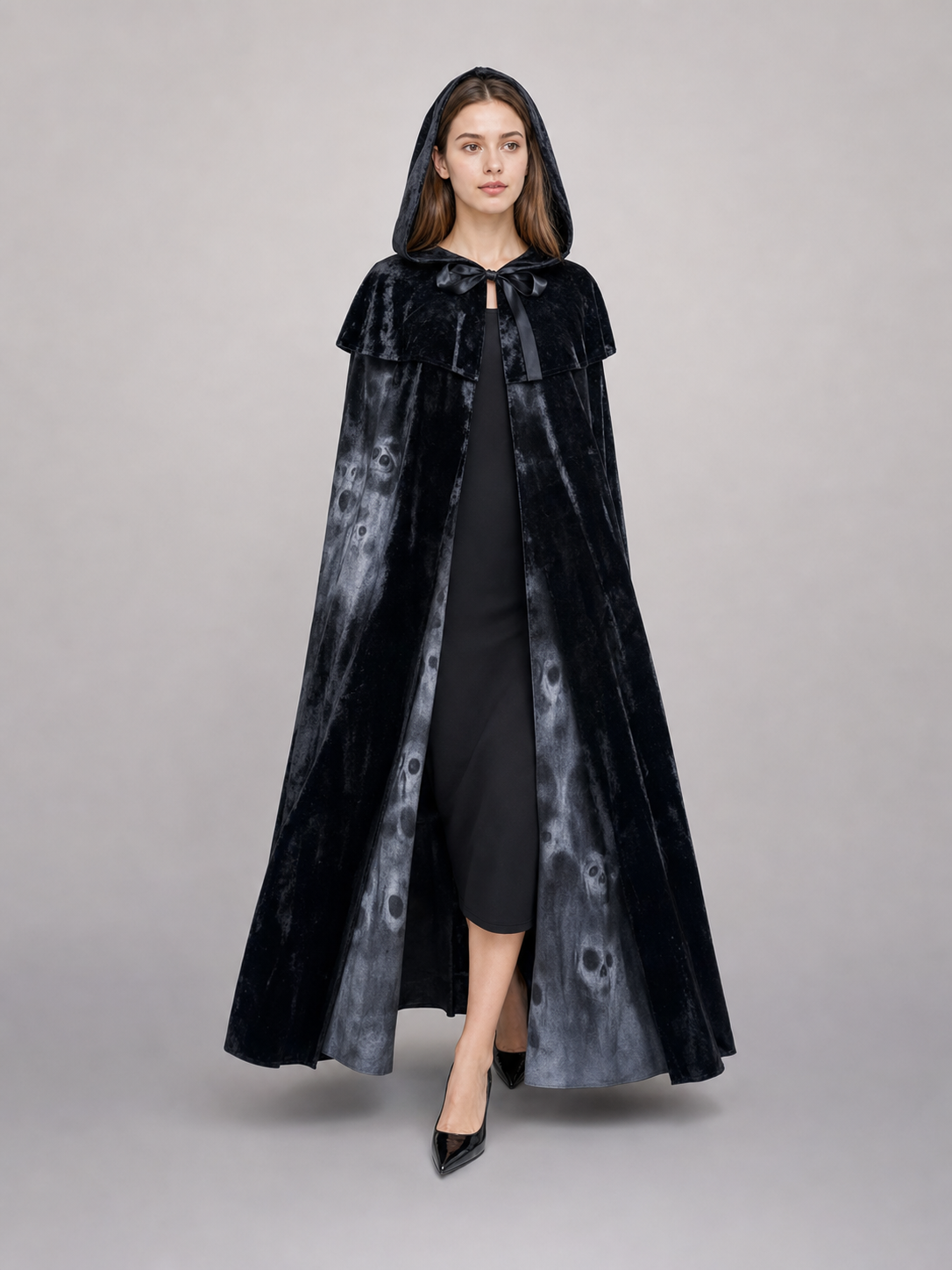 Black hooded costume cloak for cosplay