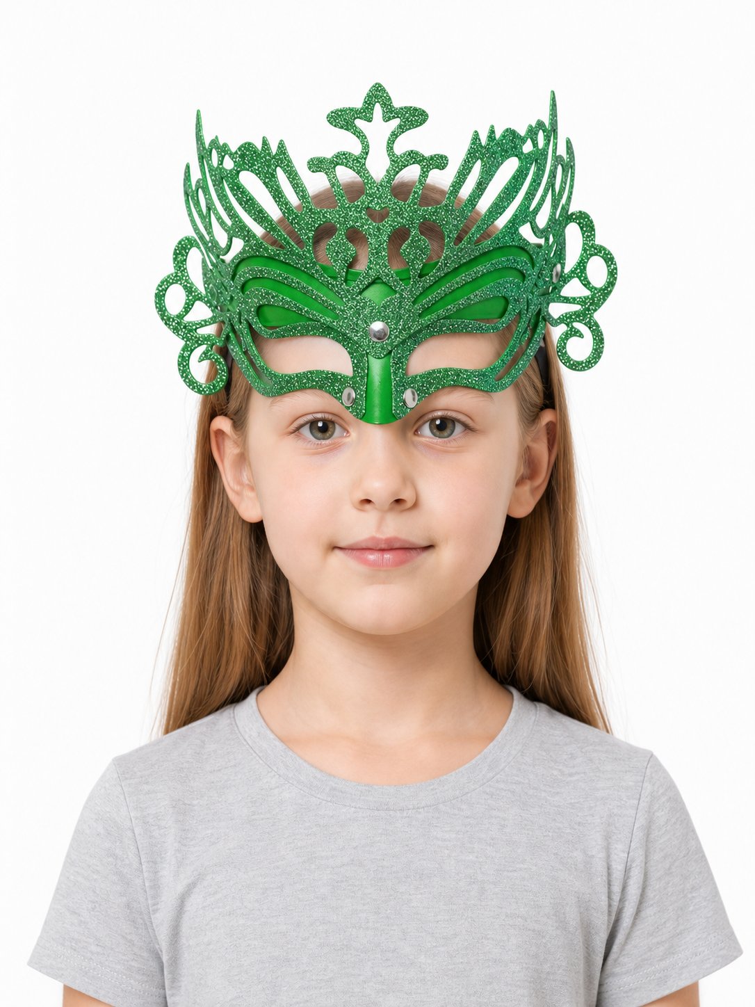 Green Glitter Carnival Headdress Mask