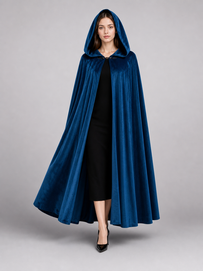 Blue Medieval Hooded Costume Cloak