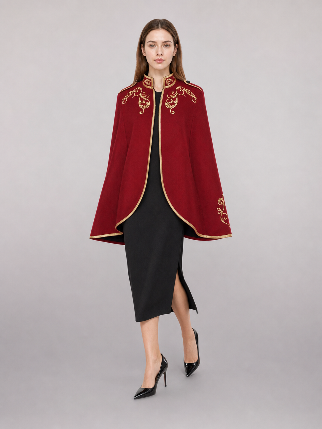 Red jacket with gold trim for a costume look