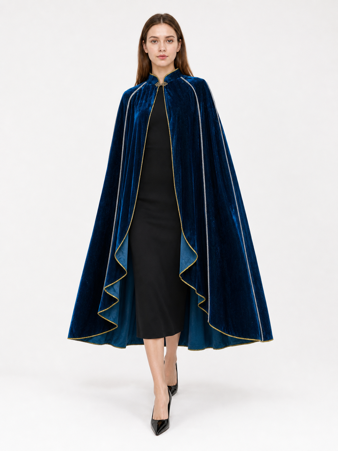Dark Blue Hooded Costume Cape