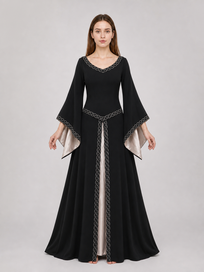 Long Black Dress with Celtic Trim