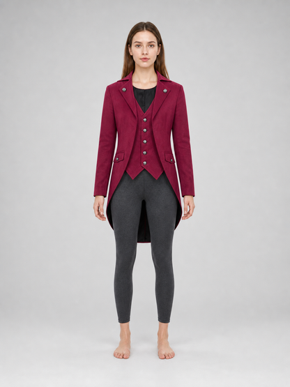 Burgundy and Black Tailcoat Jacket, Retro Cosplay