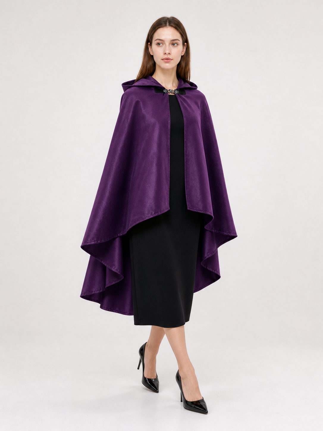 Purple Hooded Medieval Costume Cloak