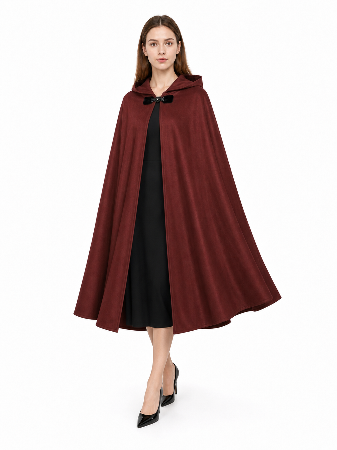 Burgundy Hooded Carnival Cloak for Cosplay