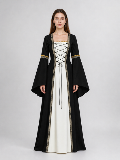 Medieval Halloween Costume Dress with Lace-Up Detail