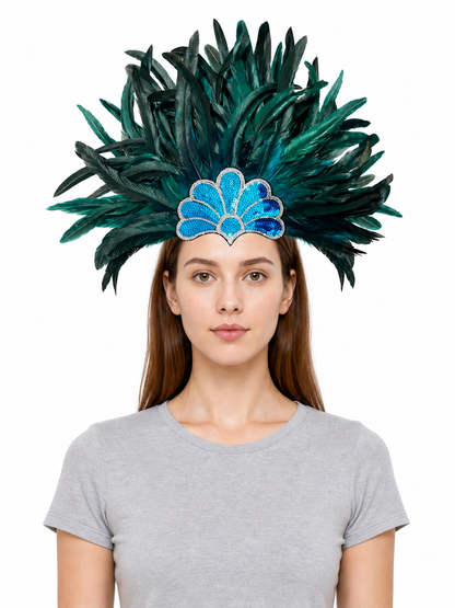 Carnival Headpiece with Blue Feathers