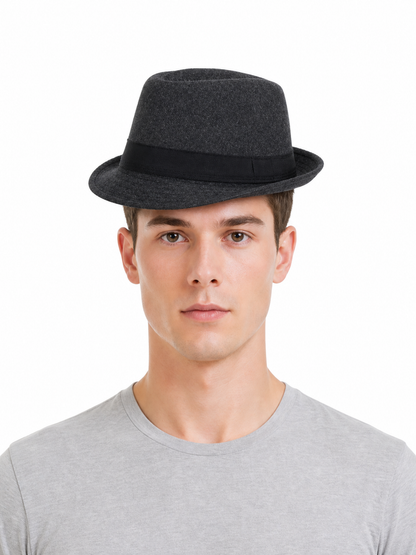 Costume fedora hat with black ribbon