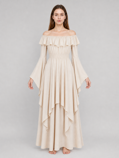 Off-the-Shoulder Ruffled Maxi Dress