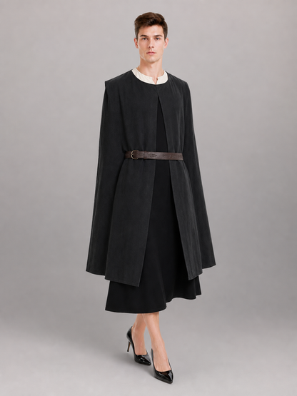 Black Sleeveless Round-Neck Tunic Top
