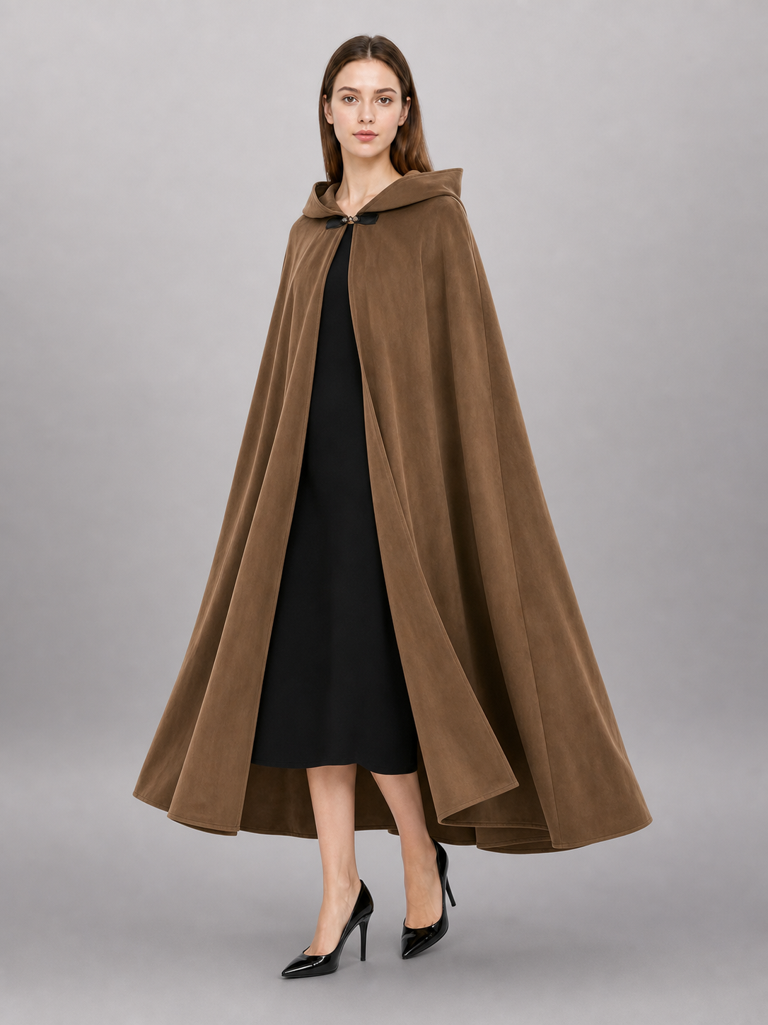 Brown Hooded Costume Cloak