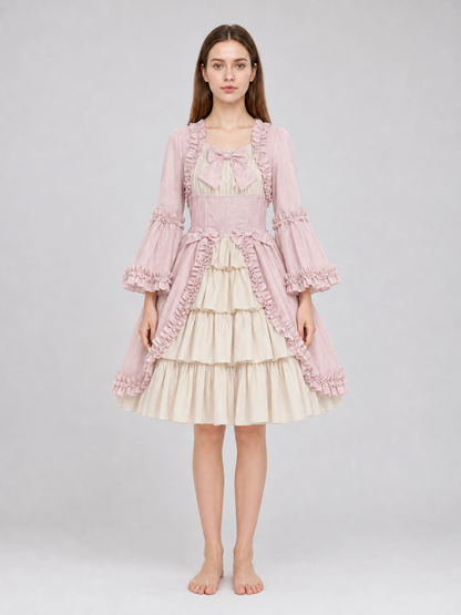 Rococo-Style Dress Costume with Ruffles and a Bow