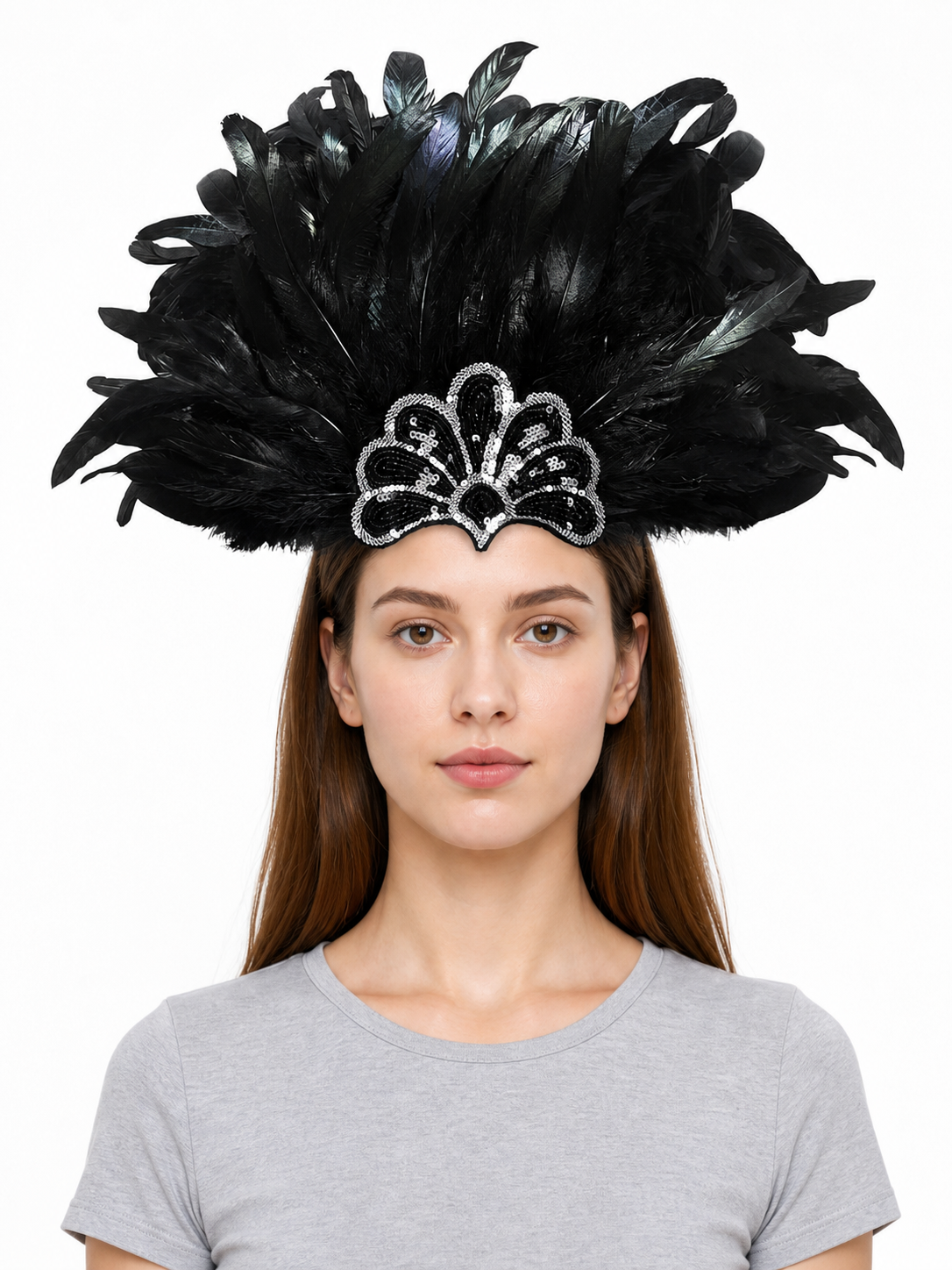 Carnival feather and sequin headpiece