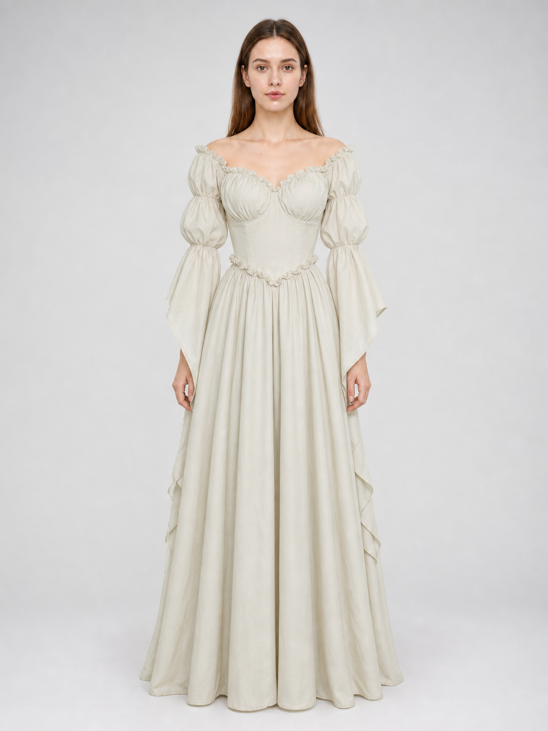 Long vintage-style ruffled dress