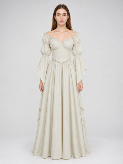 Long vintage-style ruffled dress