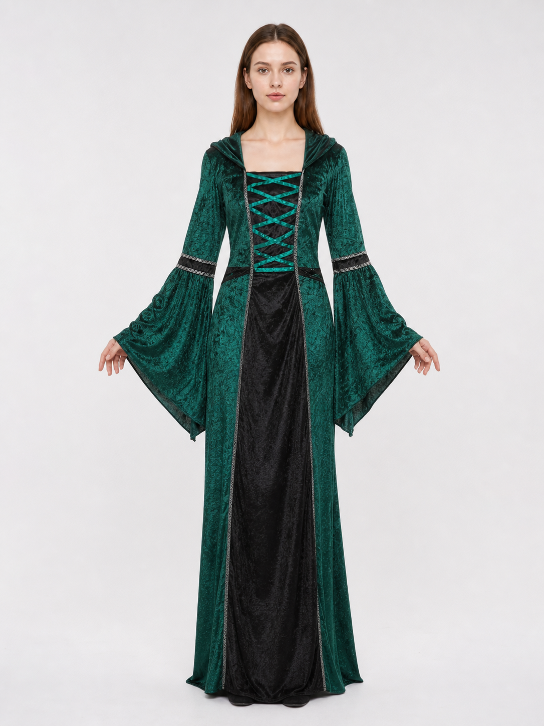 Gothic-Style Hooded Costume Dress