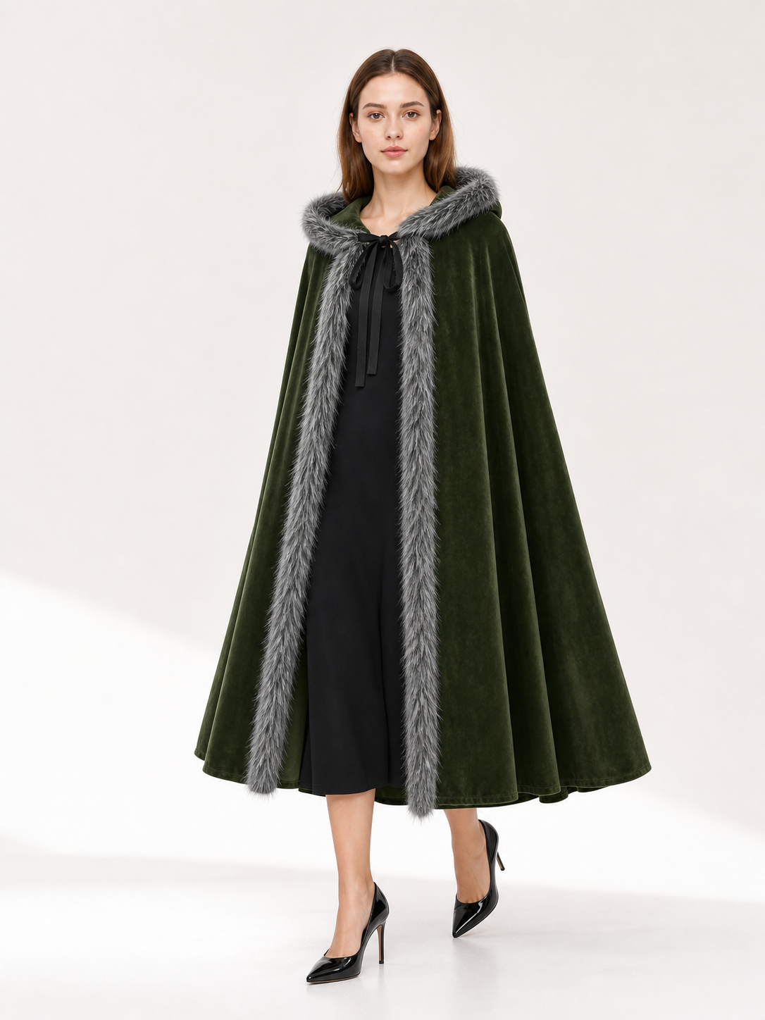 Olive Hooded Costume Cloak