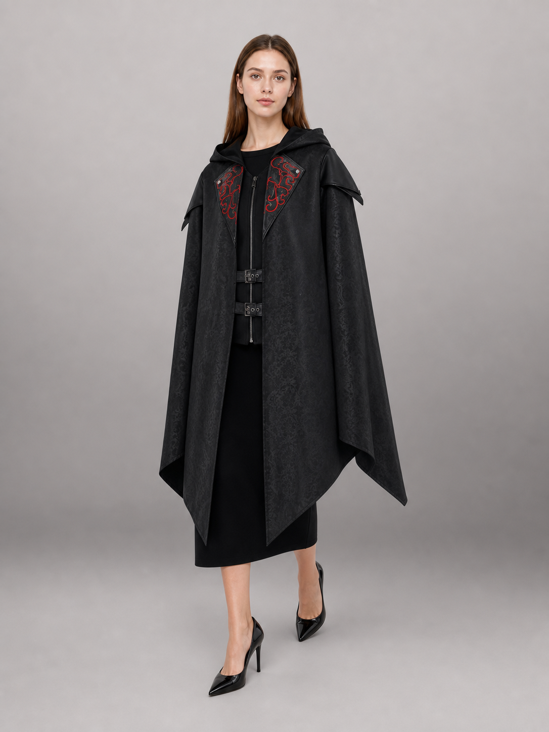 Black Gothic Hooded Costume Cloak
