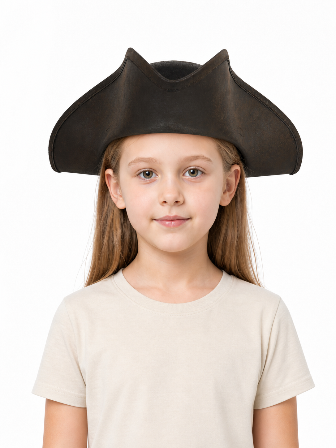 Children's Pirate Hat, Wide Tricorn Costume Accessory in Dark Brown to Black for Dress-Up Play and Pirate-Themed Parties