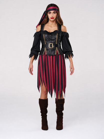 Pirate Cosplay Costume with Corset and Headscarf