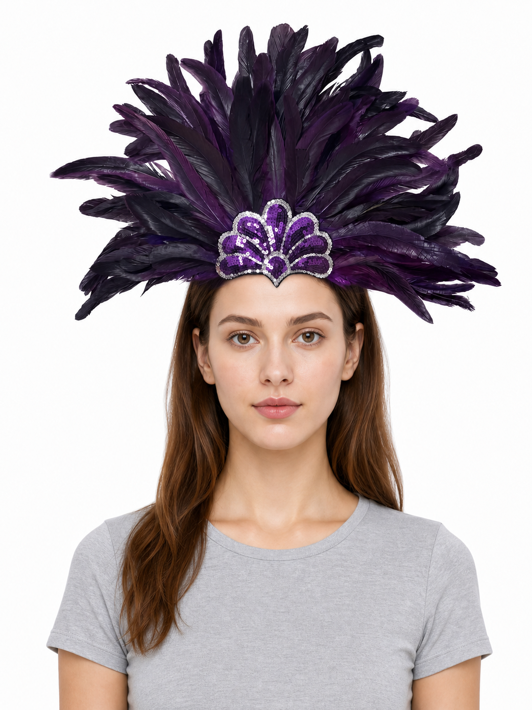 Carnival headpiece with feathers and sequins