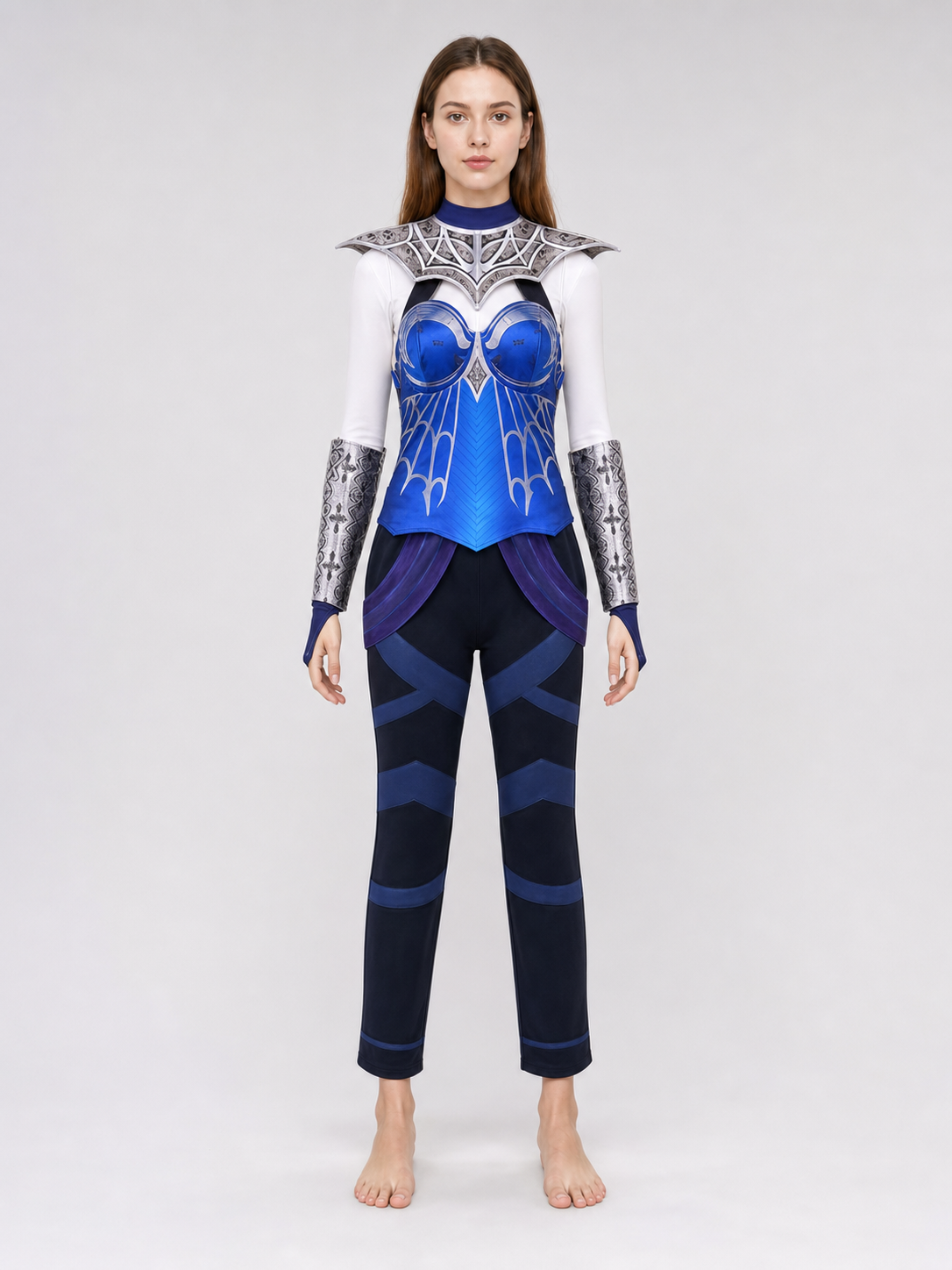 Kitana Cosplay Costume: Blue Armor with Mask