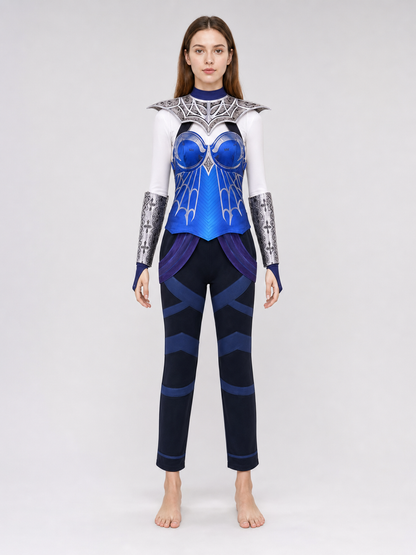 Kitana Cosplay Costume: Blue Armor with Mask