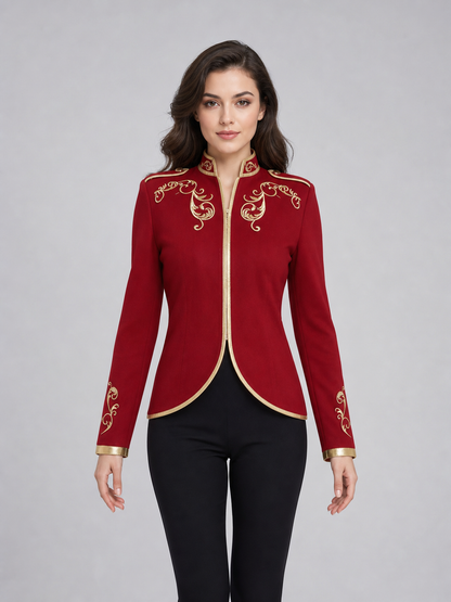 Embroidered Cosplay Jacket, Red with Gold