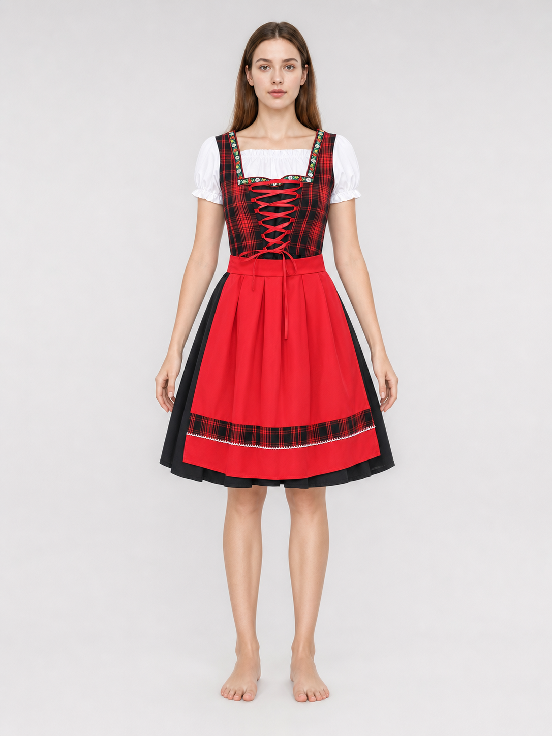 Plaid Oktoberfest-style costume dress