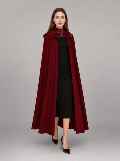 Burgundy Carnival Cloak with Hood