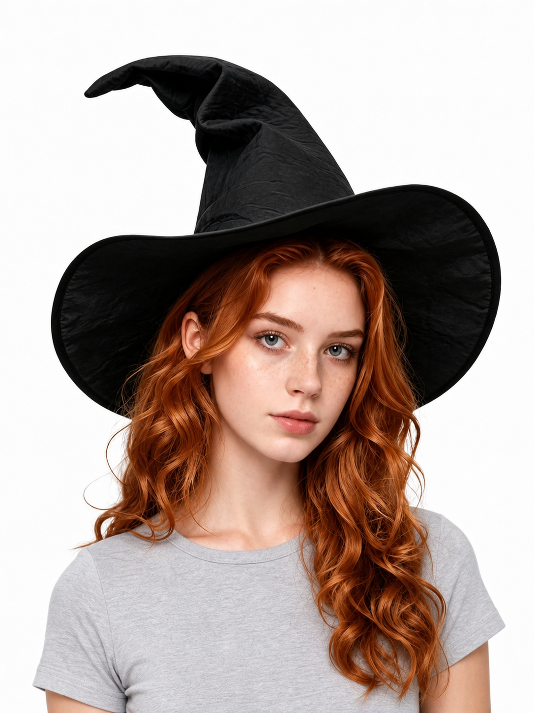 Carnival Witch Hat with Wide Brim front view