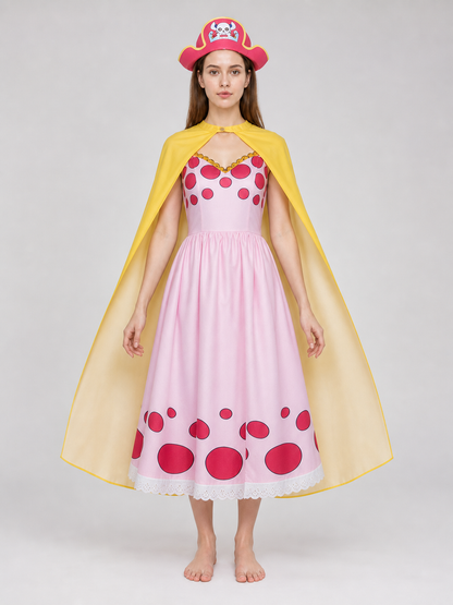 Charlotte Linlin Cosplay Costume: Dress, Cloak, and Hat