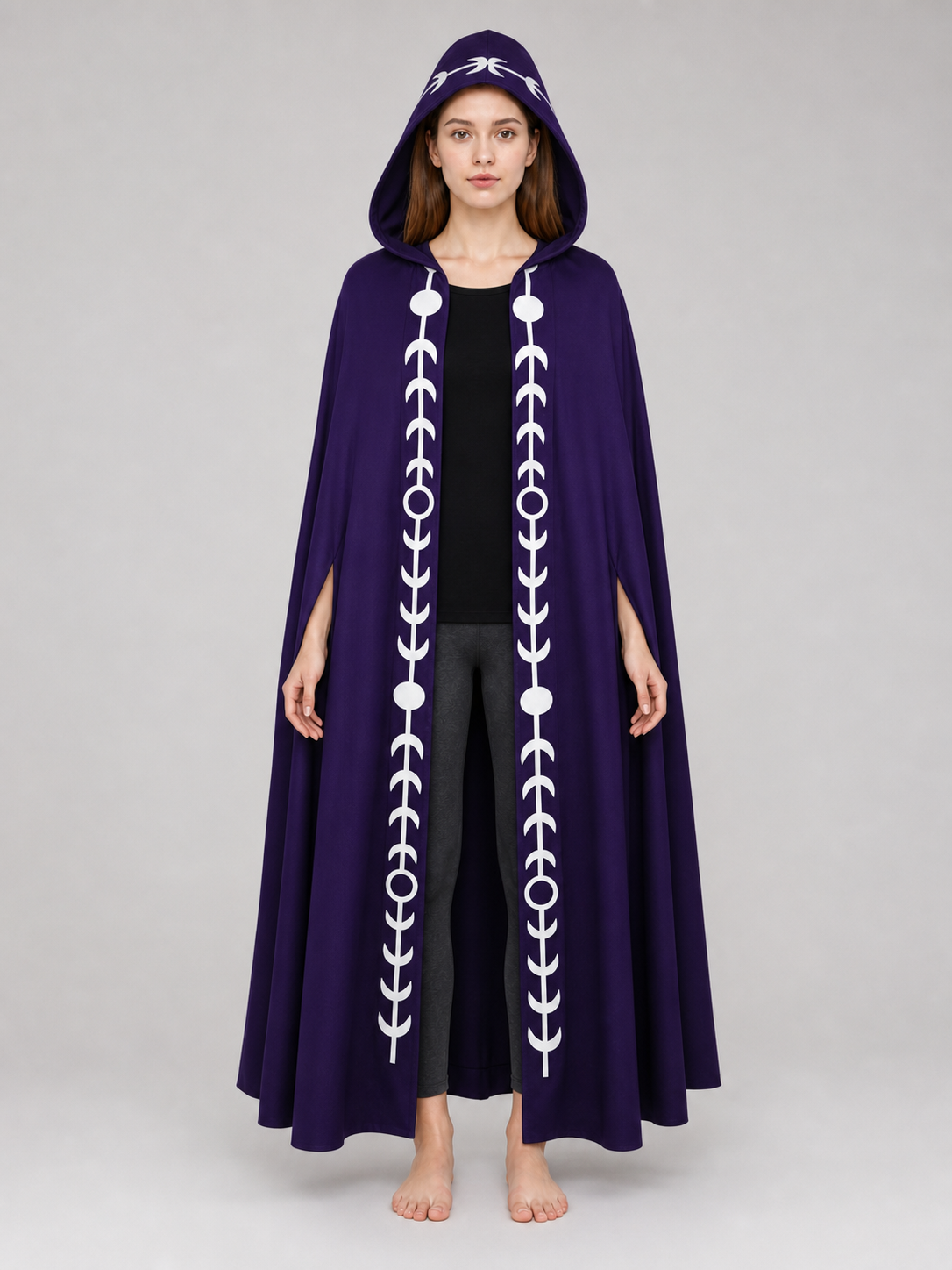 Purple Hooded Cape in Medieval Style