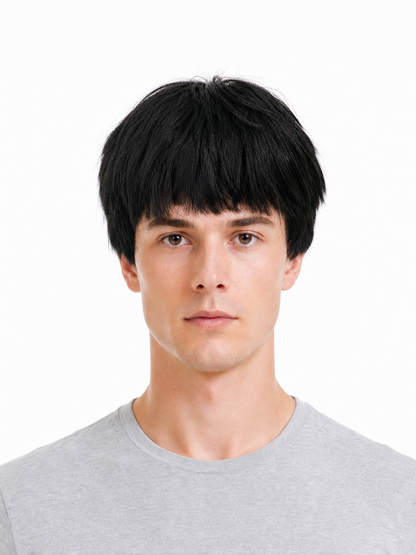 Short Black Carnival Wig with Straight Bangs