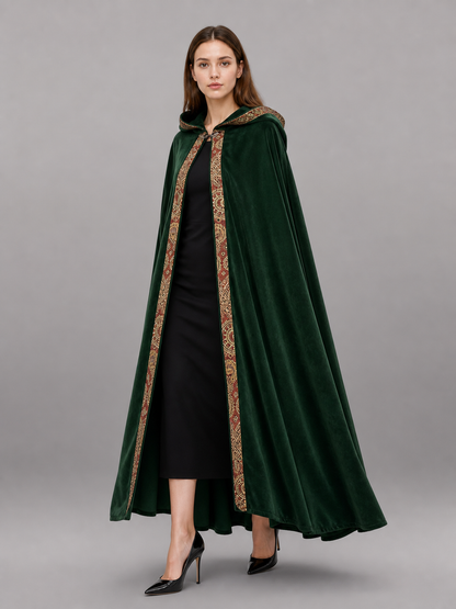 Green Medieval Costume Cloak with Hood