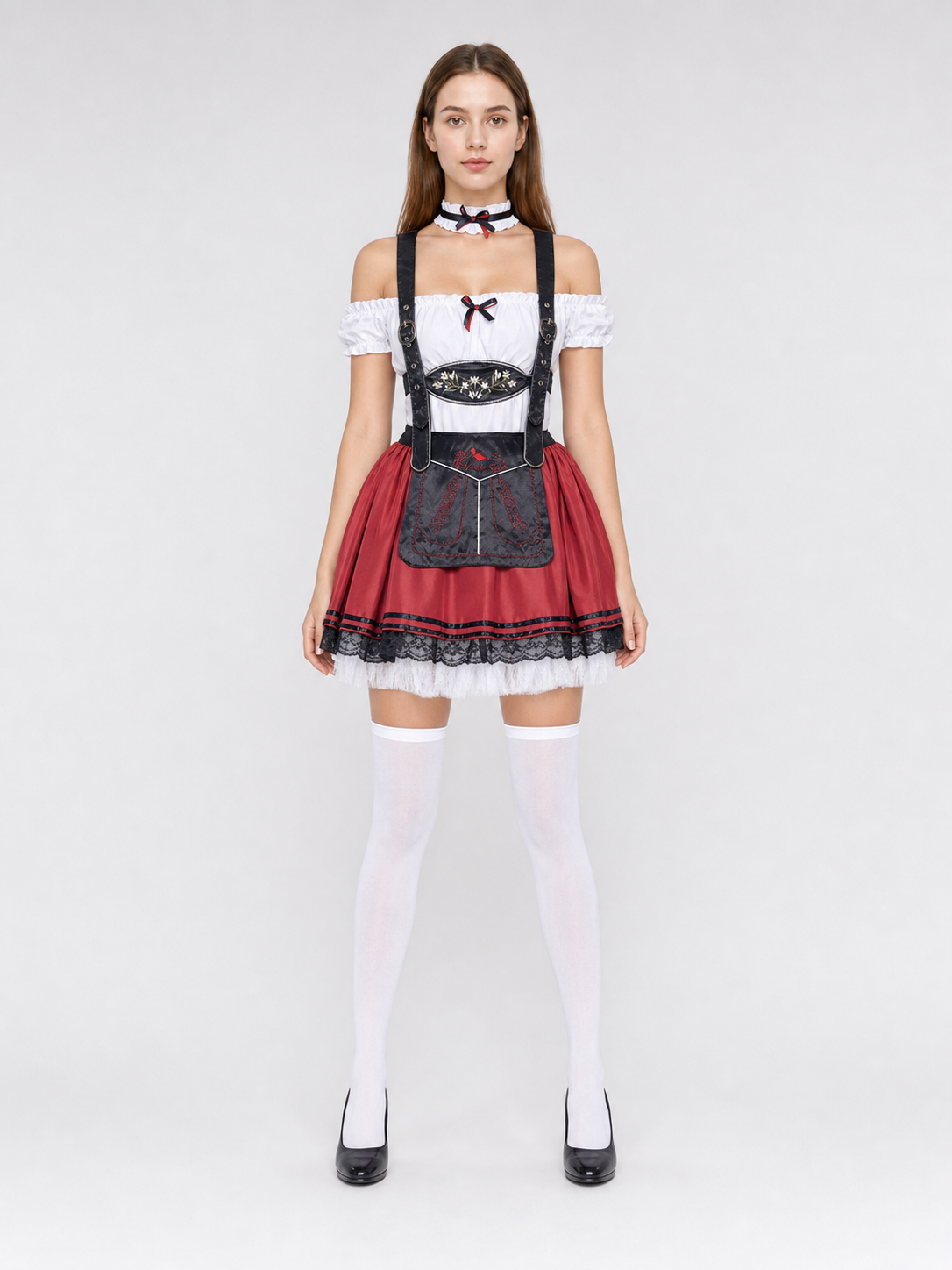 Burgundy Dirndl-Style Costume