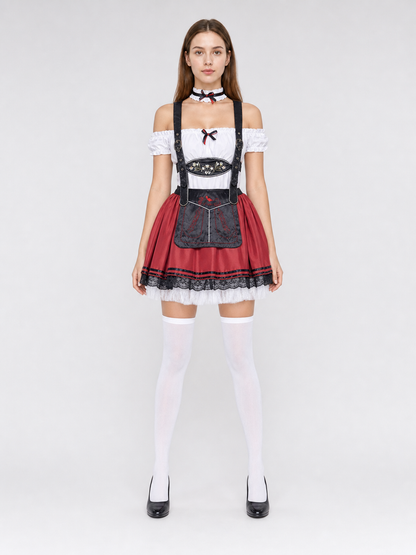 Burgundy Dirndl-Style Costume