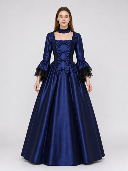 Victorian Gothic Dress with Puff Sleeves front view