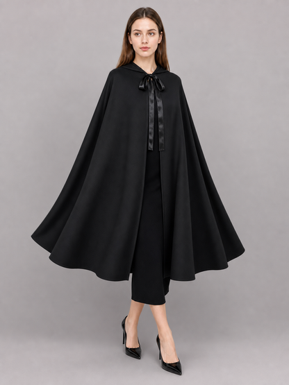 Long Black Hooded Carnival Cloak