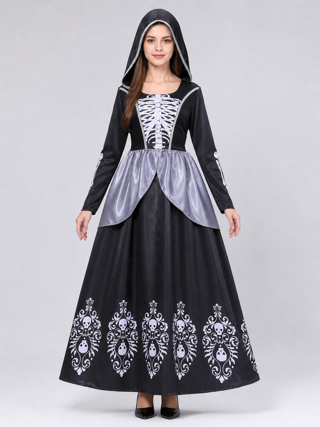 Gothic hooded dress with long sleeves