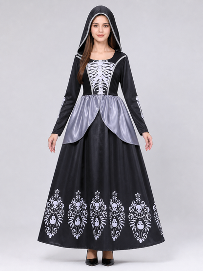 Gothic hooded dress with long sleeves