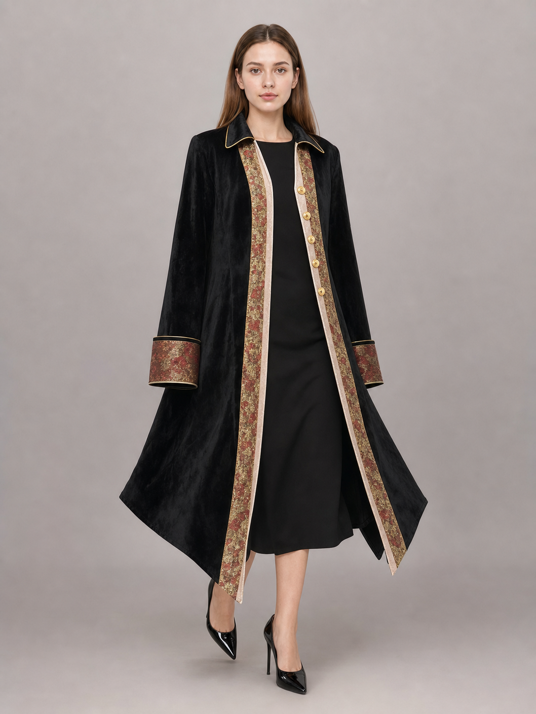 Black Carnival Tailcoat with Gold Buttons