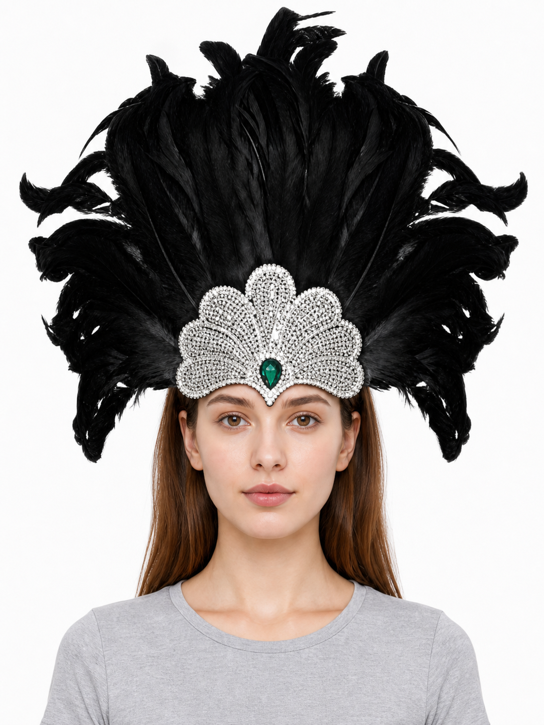 Feather and Bead Headpiece for Masquerade