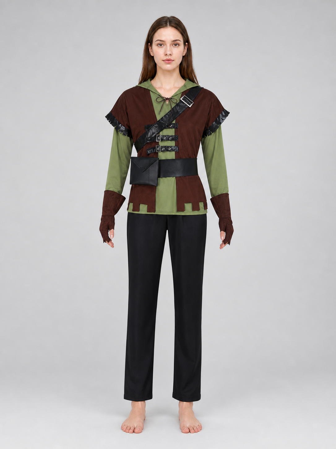 Green Arrow cosplay costume with vest and belt