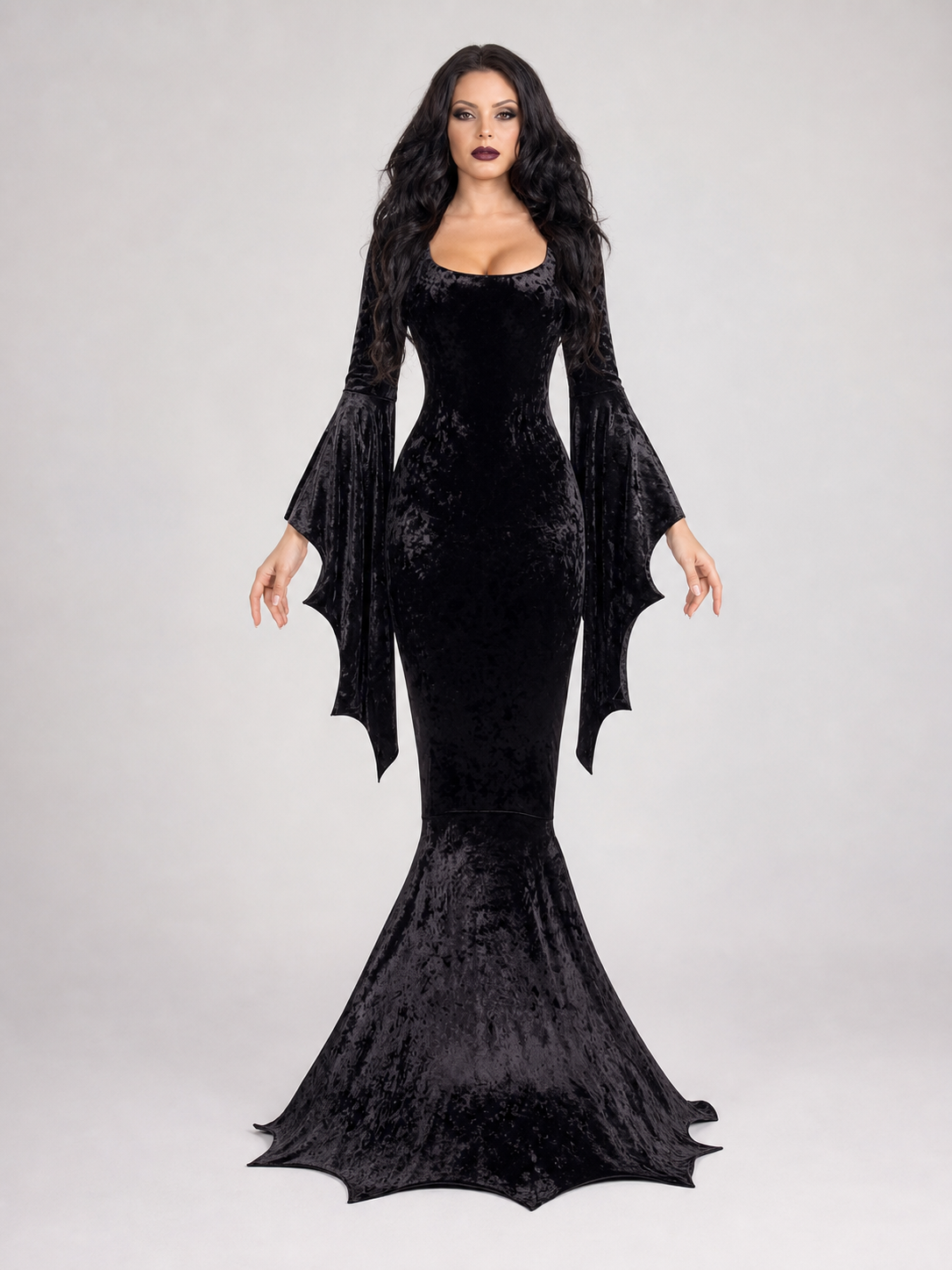 Black cosplay dress with wing sleeves