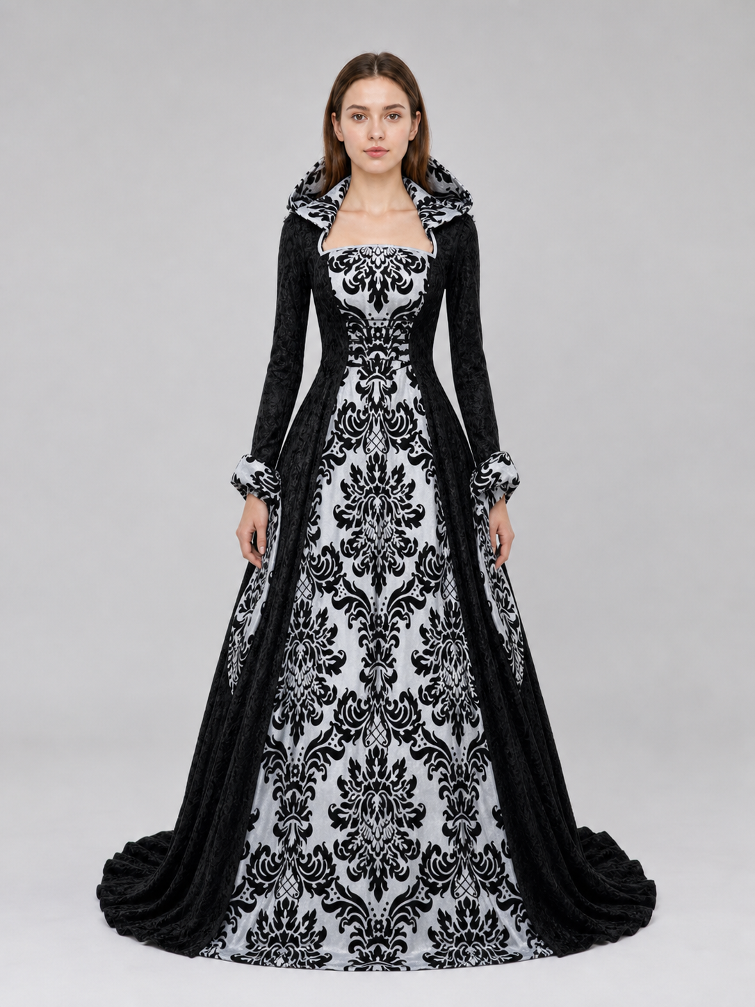 Gothic Victorian-Style Hooded Dress