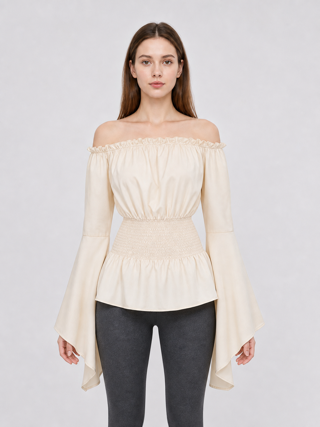 Off-the-Shoulder Blouse with Bell Sleeves