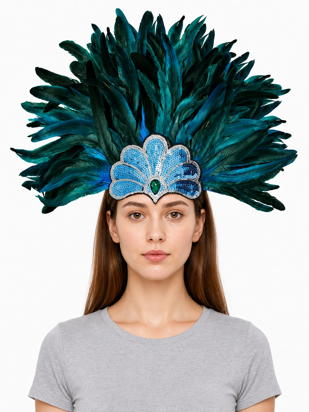 Carnival Feather and Sequin Headpiece