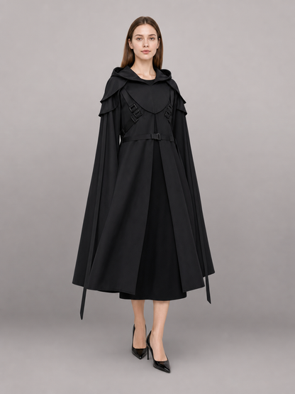 Black Carnival Cloak with Hood for Cosplay