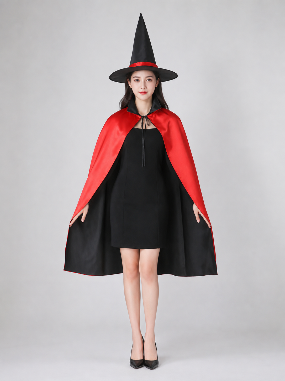 Carnival Costume: Red and Black Cape and Hat